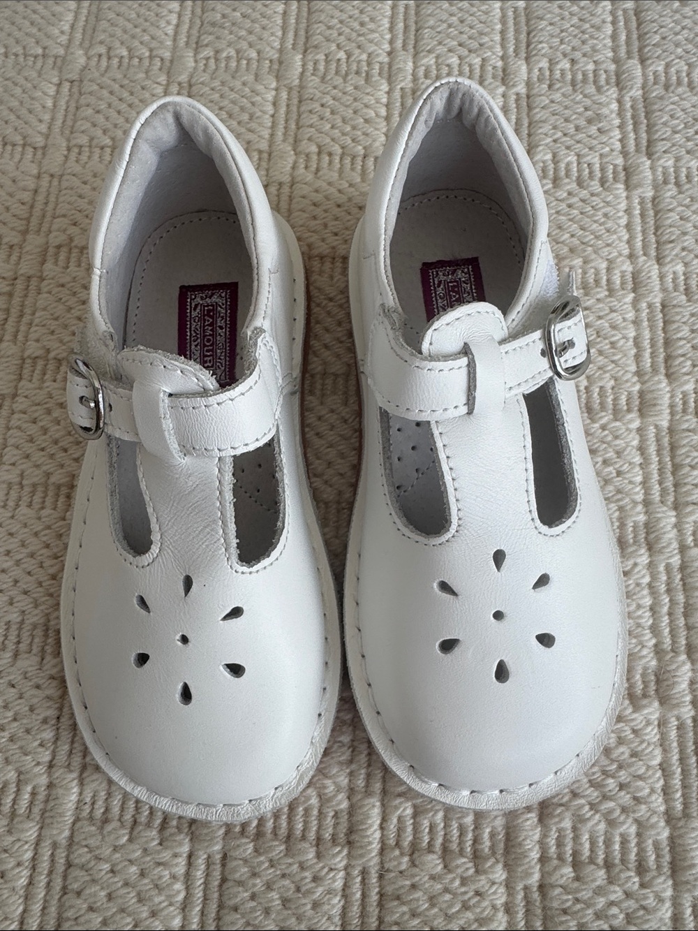 L'Amour White Leather Mary Jane Dress Shoes